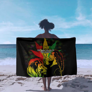 Afro Jamaica Legend Bob Sarong Lion With Cannabis Leaf Pattern