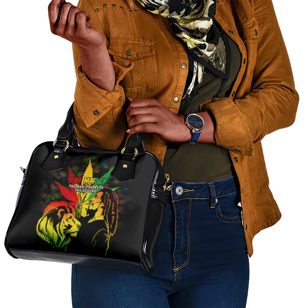 Afro Jamaica Legend Bob Shoulder Handbag Lion With Cannabis Leaf Pattern LT14