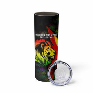 Afro Jamaica Legend Bob Skinny Tumbler Lion With Cannabis Leaf Pattern