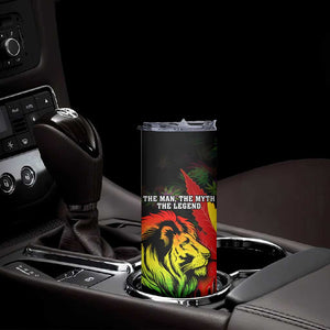 Afro Jamaica Legend Bob Skinny Tumbler Lion With Cannabis Leaf Pattern