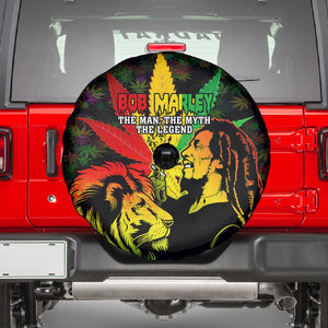 Afro Jamaica Legend Bob Spare Tire Cover Lion With Cannabis Leaf Pattern