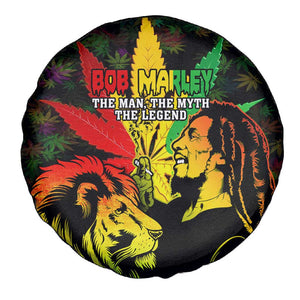 Afro Jamaica Legend Bob Spare Tire Cover Lion With Cannabis Leaf Pattern