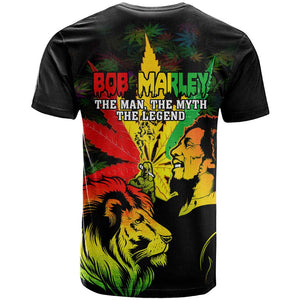 Afro Jamaica Legend Bob T shirt Lion With Cannabis Leaf Pattern LT14