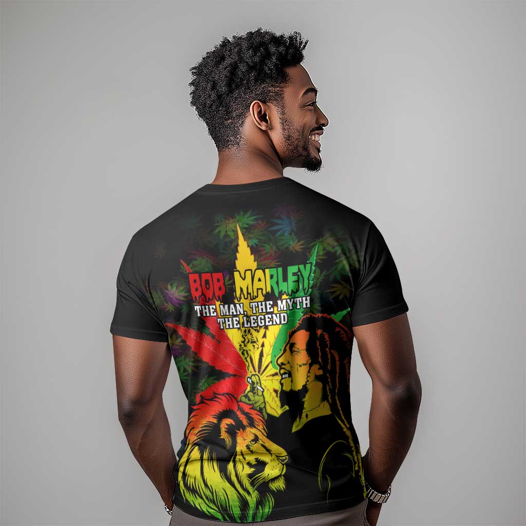 Afro Jamaica Legend Bob T shirt Lion With Cannabis Leaf Pattern LT14