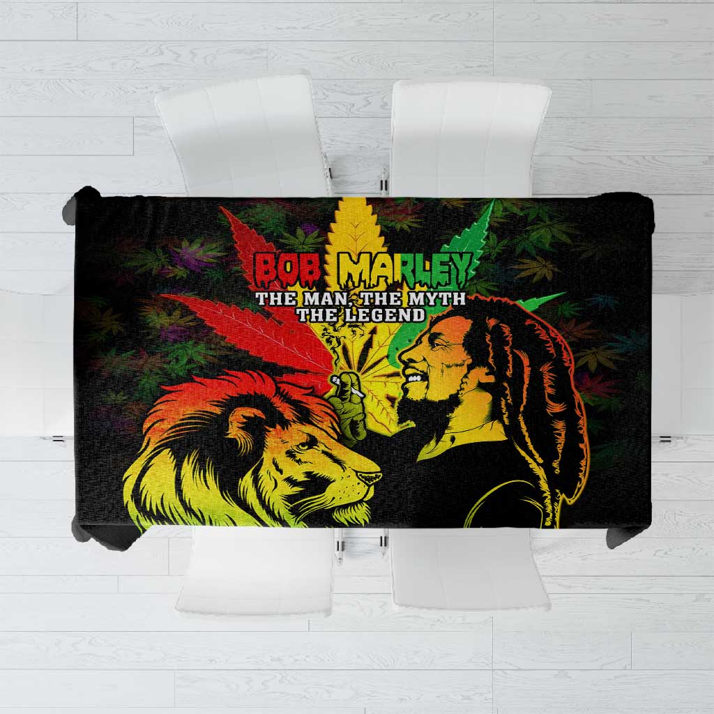 Afro Jamaica Legend Bob Tablecloth Lion With Cannabis Leaf Pattern