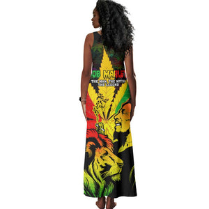 Afro Jamaica Legend Bob Tank Maxi Dress Lion With Cannabis Leaf Pattern