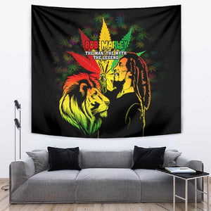 Afro Jamaica Legend Bob Tapestry Lion With Cannabis Leaf Pattern