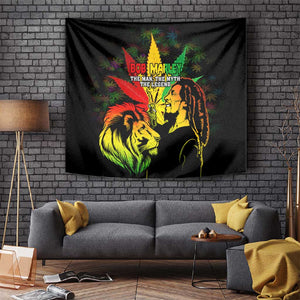 Afro Jamaica Legend Bob Tapestry Lion With Cannabis Leaf Pattern