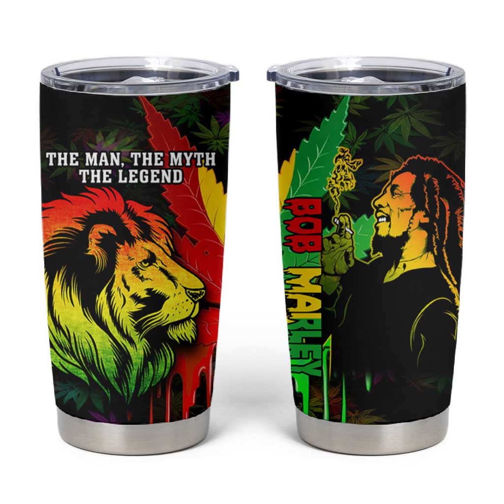 Afro Jamaica Legend Bob Tumbler Cup Lion With Cannabis Leaf Pattern