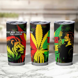 Afro Jamaica Legend Bob Tumbler Cup Lion With Cannabis Leaf Pattern