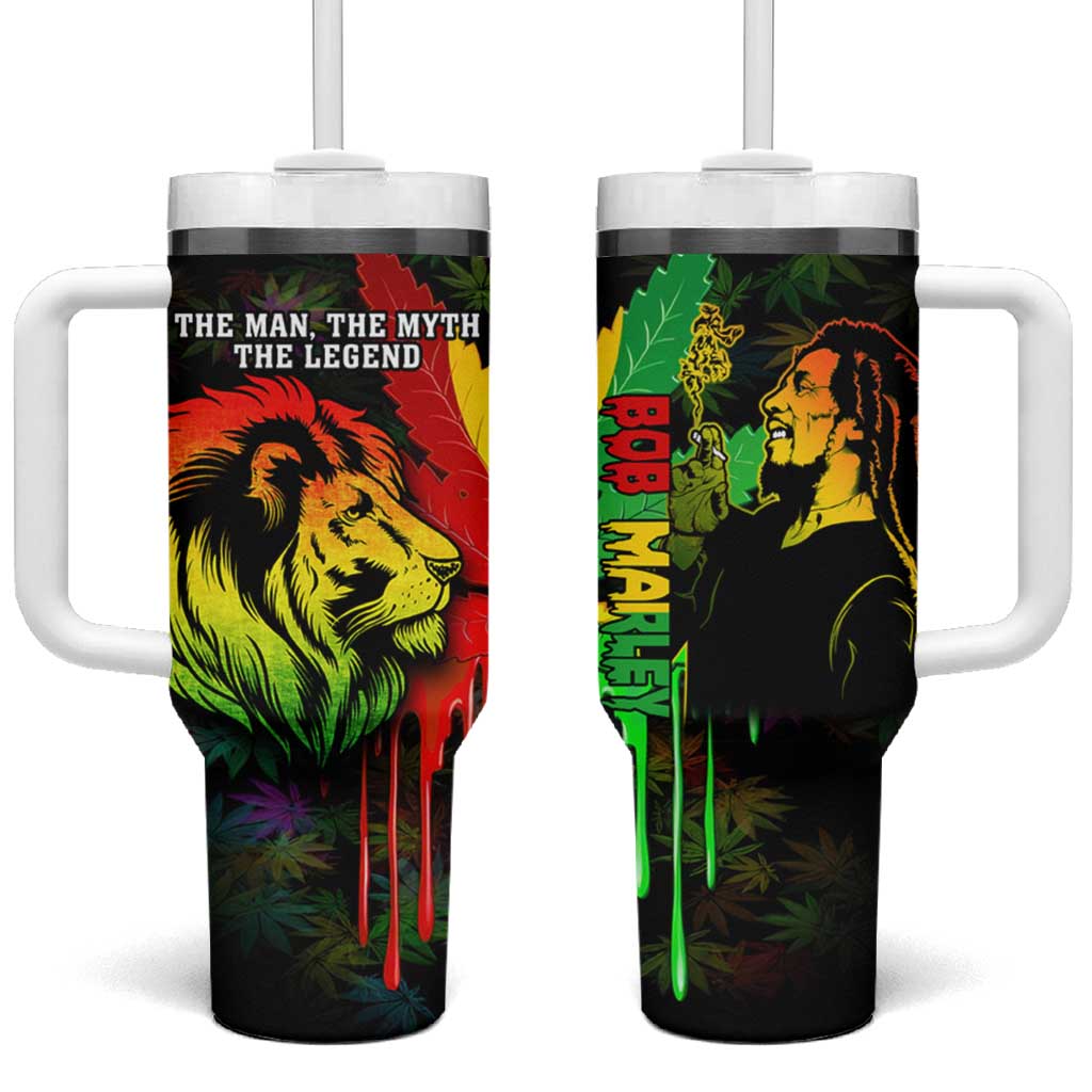 Afro Jamaica Legend Bob Tumbler With Handle Lion With Cannabis Leaf Pattern