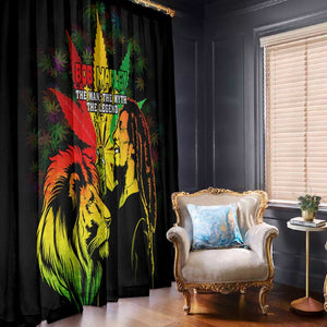 Afro Jamaica Legend Bob Window Curtain Lion With Cannabis Leaf Pattern LT14