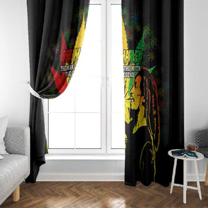 Afro Jamaica Legend Bob Window Curtain Lion With Cannabis Leaf Pattern