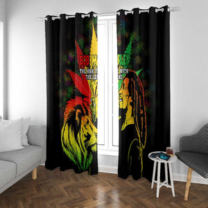 Afro Jamaica Legend Bob Window Curtain Lion With Cannabis Leaf Pattern