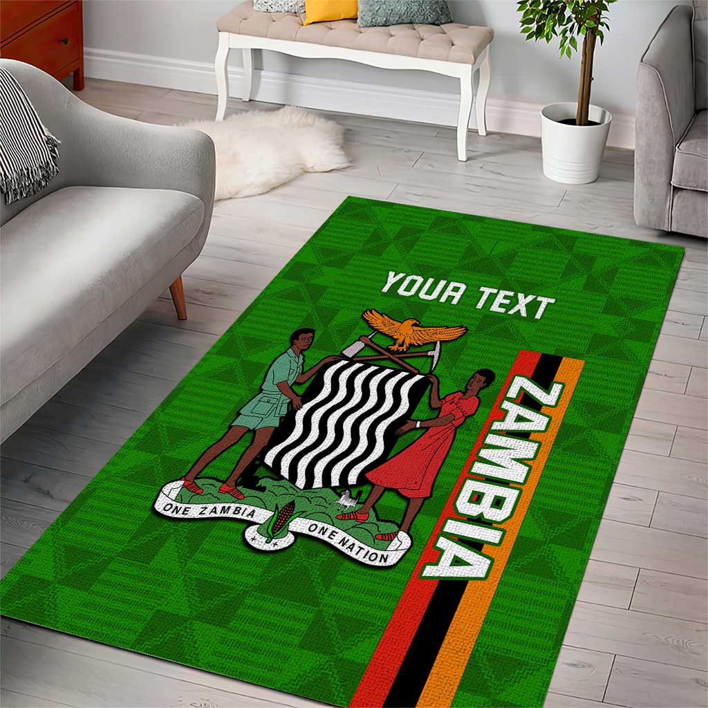 Personalised Zambia Independence Day Area Rug Kente Pattern