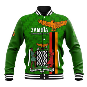 Personalised Zambia Independence Day Baseball Jacket Kente Pattern