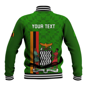 Personalised Zambia Independence Day Baseball Jacket Kente Pattern