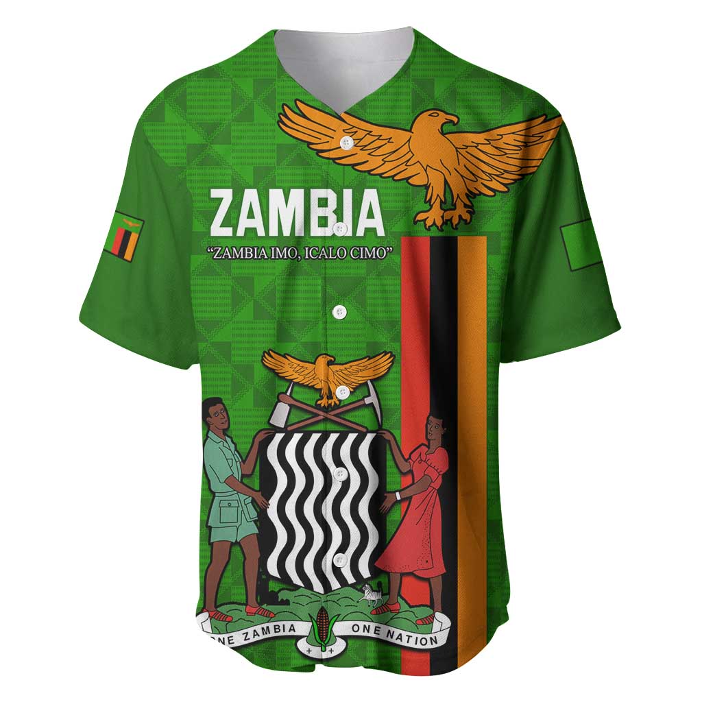 Personalised Zambia Independence Day Baseball Jersey Kente Pattern