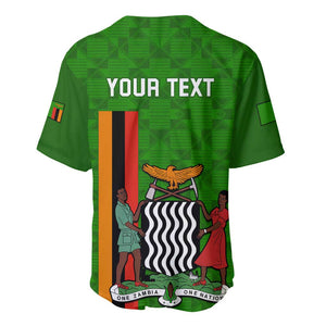 Personalised Zambia Independence Day Baseball Jersey Kente Pattern