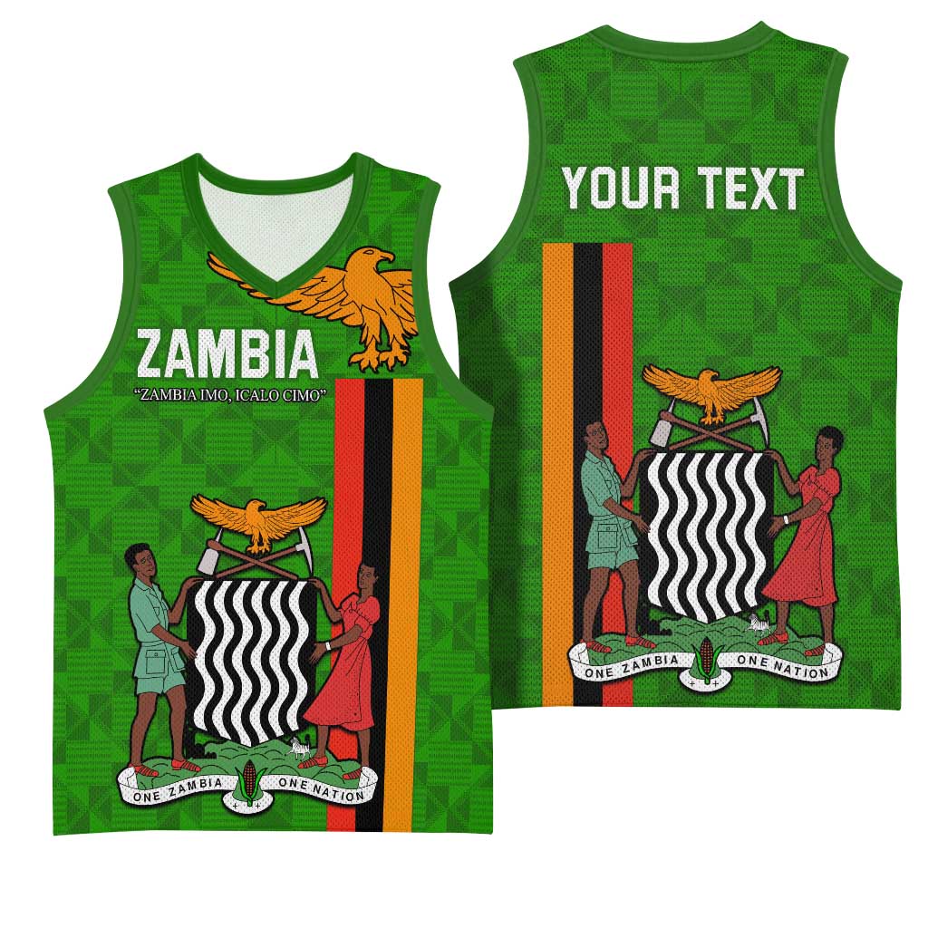 Personalised Zambia Independence Day Basketball Jersey Kente Pattern LT14