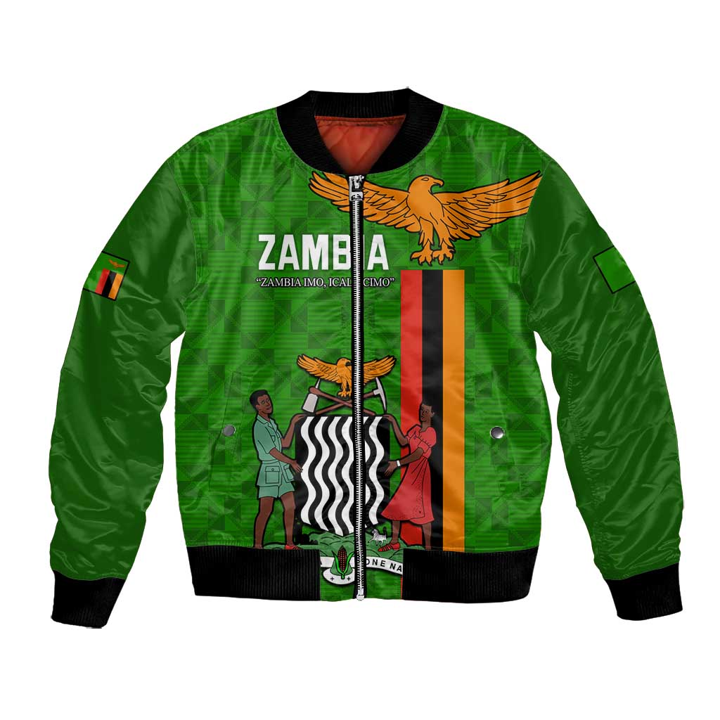 Personalised Zambia Independence Day Bomber Jacket Kente Pattern