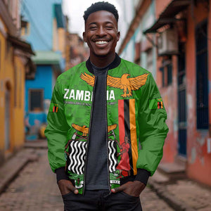 Personalised Zambia Independence Day Bomber Jacket Kente Pattern