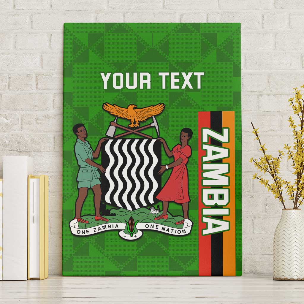 Personalised Zambia Independence Day Canvas Wall Art Kente Pattern