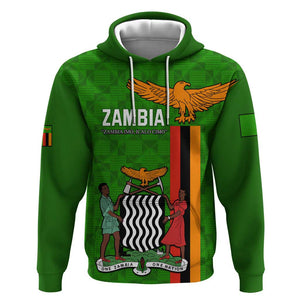 Personalised Zambia Independence Day Hoodie Kente Pattern