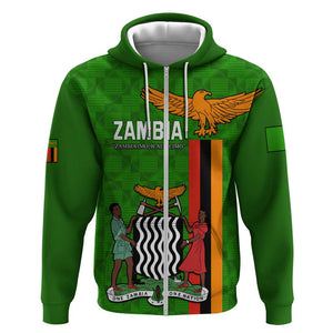 Personalised Zambia Independence Day Hoodie Kente Pattern