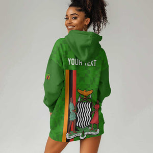 Personalised Zambia Independence Day Hoodie Dress Kente Pattern