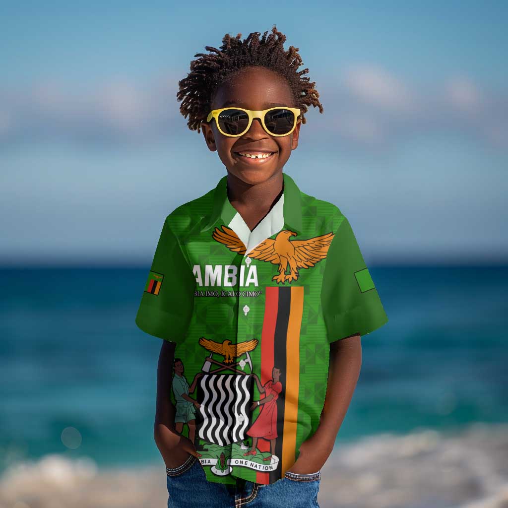 Personalised Zambia Independence Day Kid Hawaiian Shirt Kente Pattern