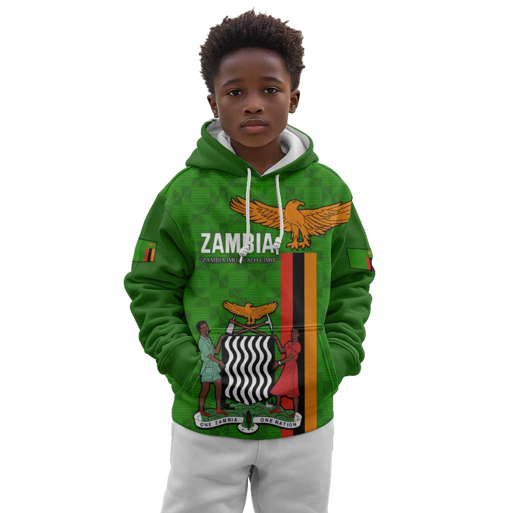 Personalised Zambia Independence Day Kid Hoodie Kente Pattern