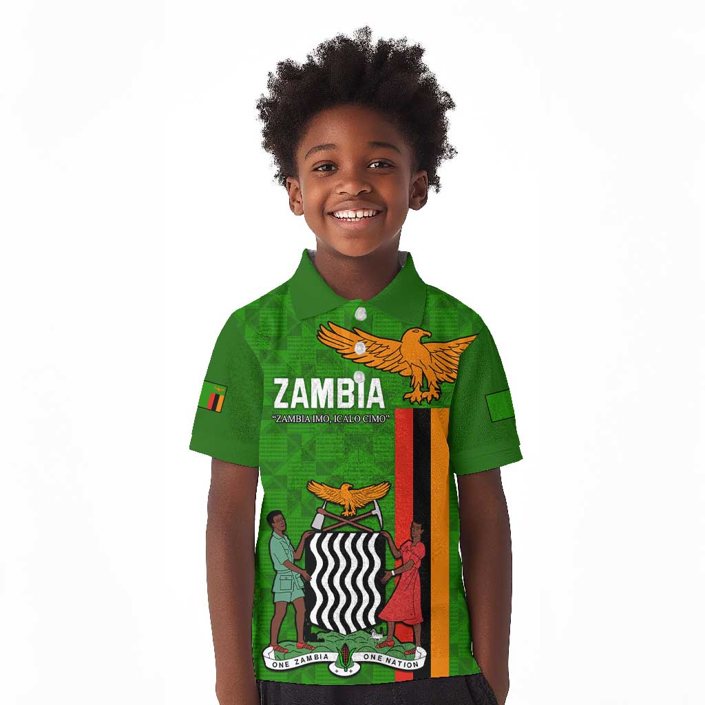 Personalised Zambia Independence Day Kid Polo Shirt Kente Pattern