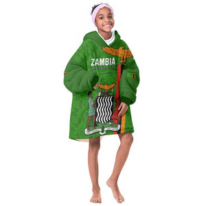 Personalised Zambia Independence Day Kid Wearable Blanket Hoodie Kente Pattern