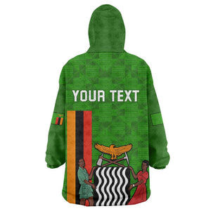 Personalised Zambia Independence Day Kid Wearable Blanket Hoodie Kente Pattern