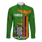 Personalised Zambia Independence Day Long Sleeve Button Shirt Kente Pattern