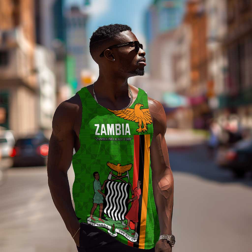 Personalised Zambia Independence Day Men Tank Top Kente Pattern