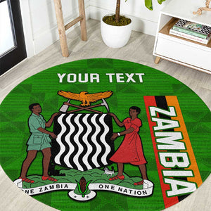 Personalised Zambia Independence Day Round Carpet Kente Pattern