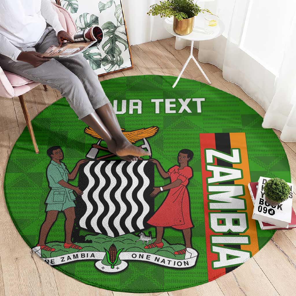 Personalised Zambia Independence Day Round Carpet Kente Pattern
