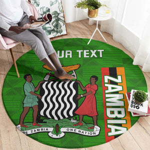 Personalised Zambia Independence Day Round Carpet Kente Pattern