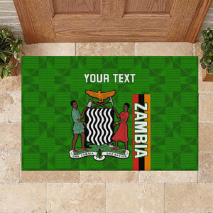 Personalised Zambia Independence Day Rubber Doormat Kente Pattern