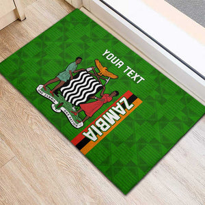 Personalised Zambia Independence Day Rubber Doormat Kente Pattern