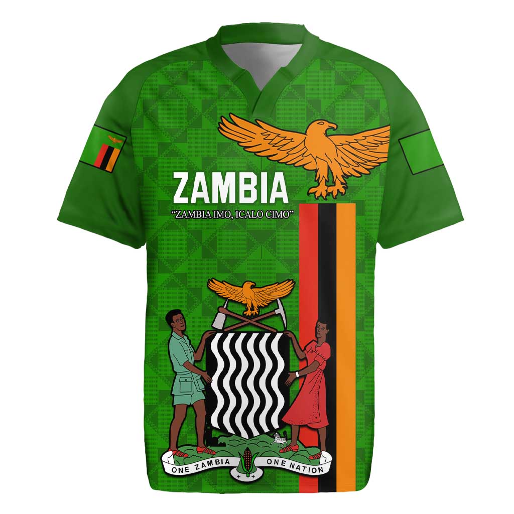 Personalised Zambia Independence Day Rugby Jersey Kente Pattern