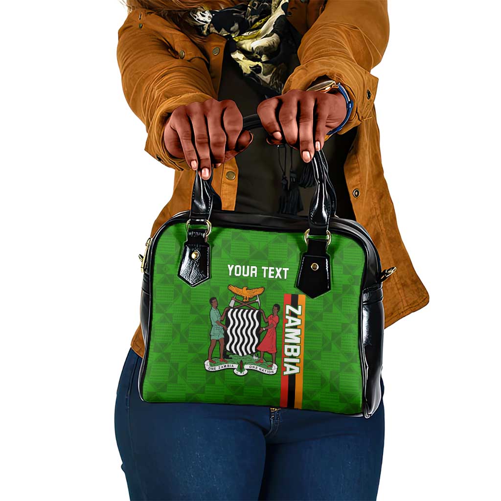 Personalised Zambia Independence Day Shoulder Handbag Kente Pattern