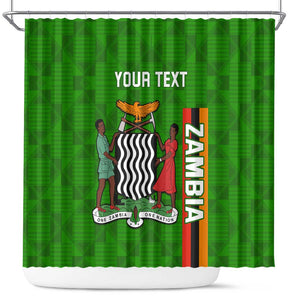 Personalised Zambia Independence Day Shower Curtain Kente Pattern