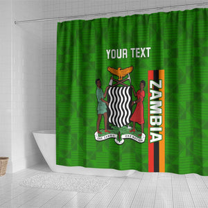 Personalised Zambia Independence Day Shower Curtain Kente Pattern