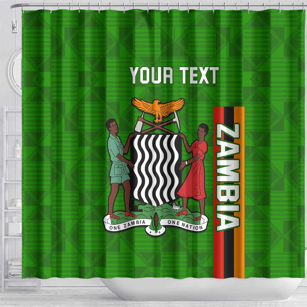 Personalised Zambia Independence Day Shower Curtain Kente Pattern