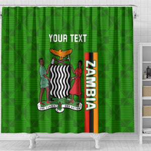 Personalised Zambia Independence Day Shower Curtain Kente Pattern