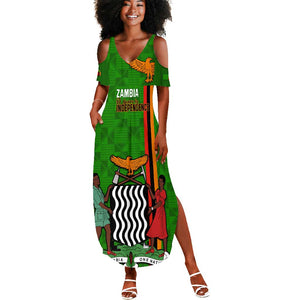 Personalised Zambia Independence Day Summer Maxi Dress Kente Pattern