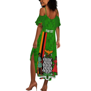 Personalised Zambia Independence Day Summer Maxi Dress Kente Pattern